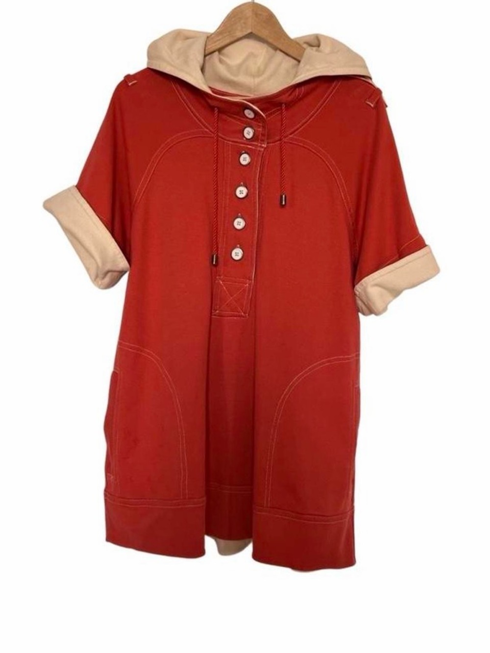 Marc by Marc Jacobs Red Hoodie Tunic with Cream Trim